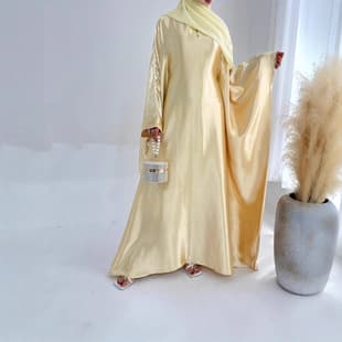 2025 New AliExpress TikTok Amazon Shiny Lemon Yellow Dress