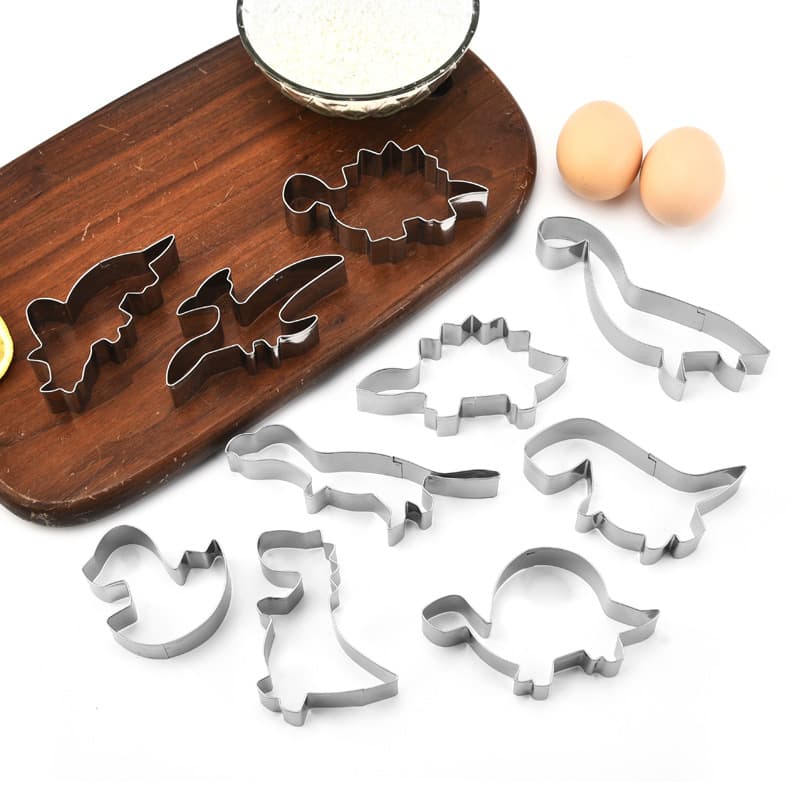 Dinosaur 10-Piece Stainless Steel Cookie Cutter Set, Home Baking Cookie Chocolate Cake Molds, DIY Baking Tools
