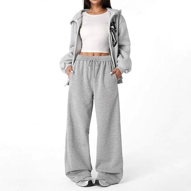 Amazon Cross-Border Women's Pants Wide Leg High Waist Adjustable Drawstring Trousers with Pockets Casual Lightweight Wide Leg Pants