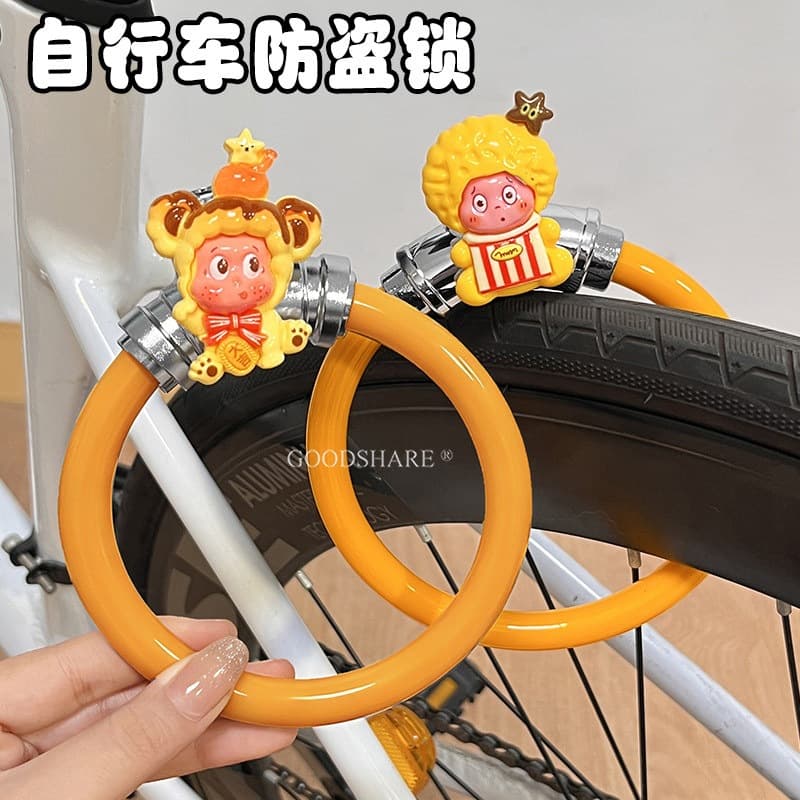 Bicycle Anti-Theft Lock Cute Star Character Silicone Number Lock Mountain Road Bike Multi-Function Password Helmet Lock