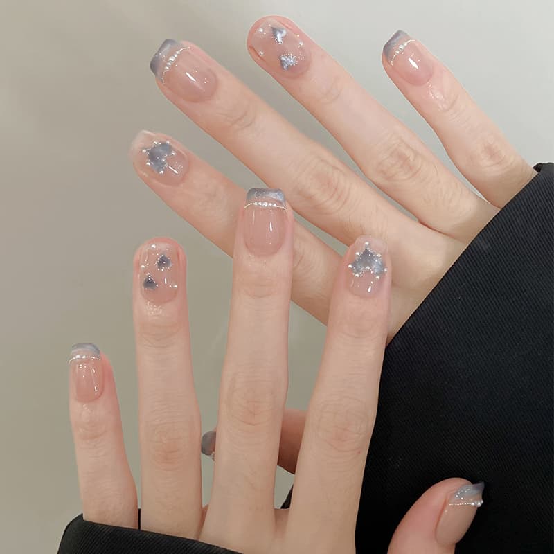 Pure Hand-Wearing Armor Short French Cat's Eye Love Advanced Sense Hand White Nude Cyber Celebrity Nail Patch