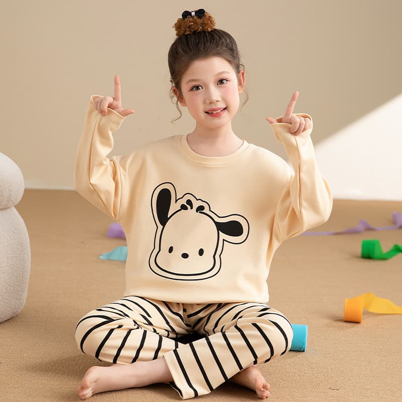 2025 new girls' pajamas, children's spring and autumn long-sleeved suits, little girls' cute and stylish, middle-aged and older children's home clothes