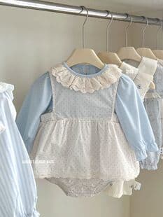 Spring Baby Bodysuit Two-Piece Set Infant Romper Baby Clothes Polka Dot Romper Small Month Outing Outfit Other