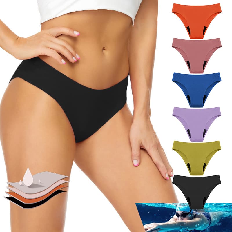 Cross-border Mid-Waist Women's Triangle Period Panties Solid Color Seamless Plus Size Absorbent Underwear