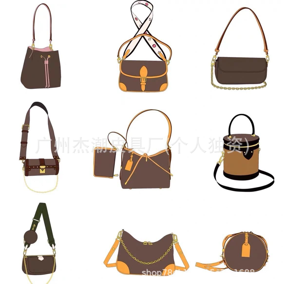 High-end women's bags, luxury brand same-style original leather monogram bags, carryall, Lady Dior, mail bag, baguette bag, croissant bag