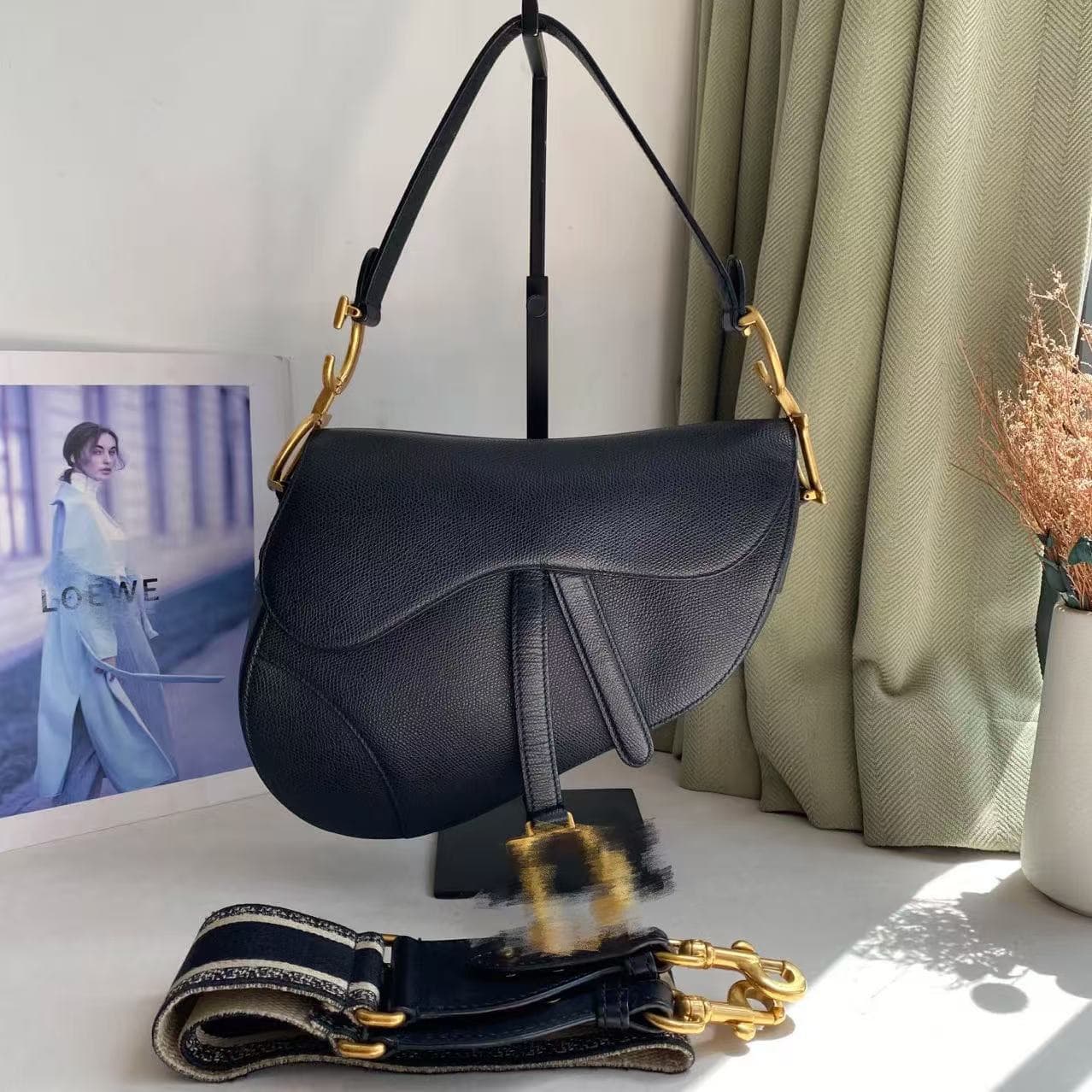 Foreign Trade Vintage Embroidered Classic Saddle Bag 2024 New Stylish Shoulder Bag Cross-Border Wide Strap Crossbody Handbag
