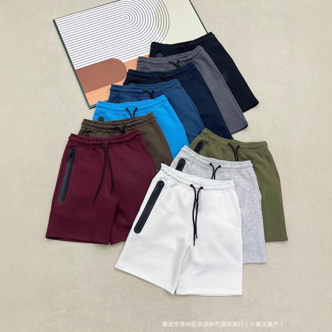 2024 Summer New Casual Sports Breathable Cotton Drawstring Front Side Zipper Multi-Color Men's 172 Shorts