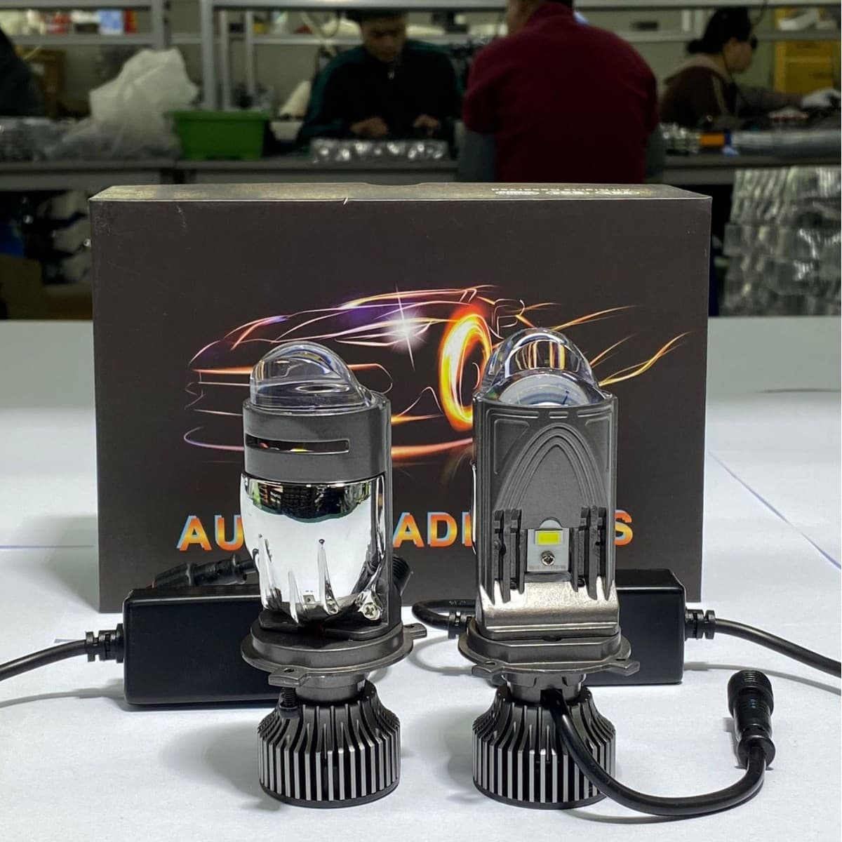 Car LED headlight h4 bifocal lens matrix condenser far and near integrated light car and motorcycle headlight factory