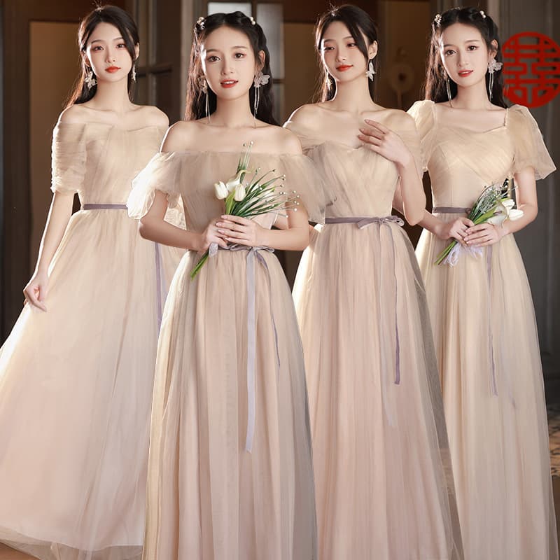Bridesmaid Dress 2024 New Summer Plus Size Fairy Bridesmaid Gown Evening Dress Slimming for Petite Women