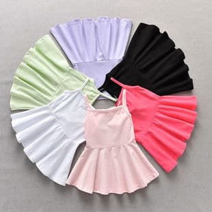 Girls Summer Dress 2023 New Korean Style Children Solid Princess Dress Fashionable Girls Camisole Slip Dress Cotton