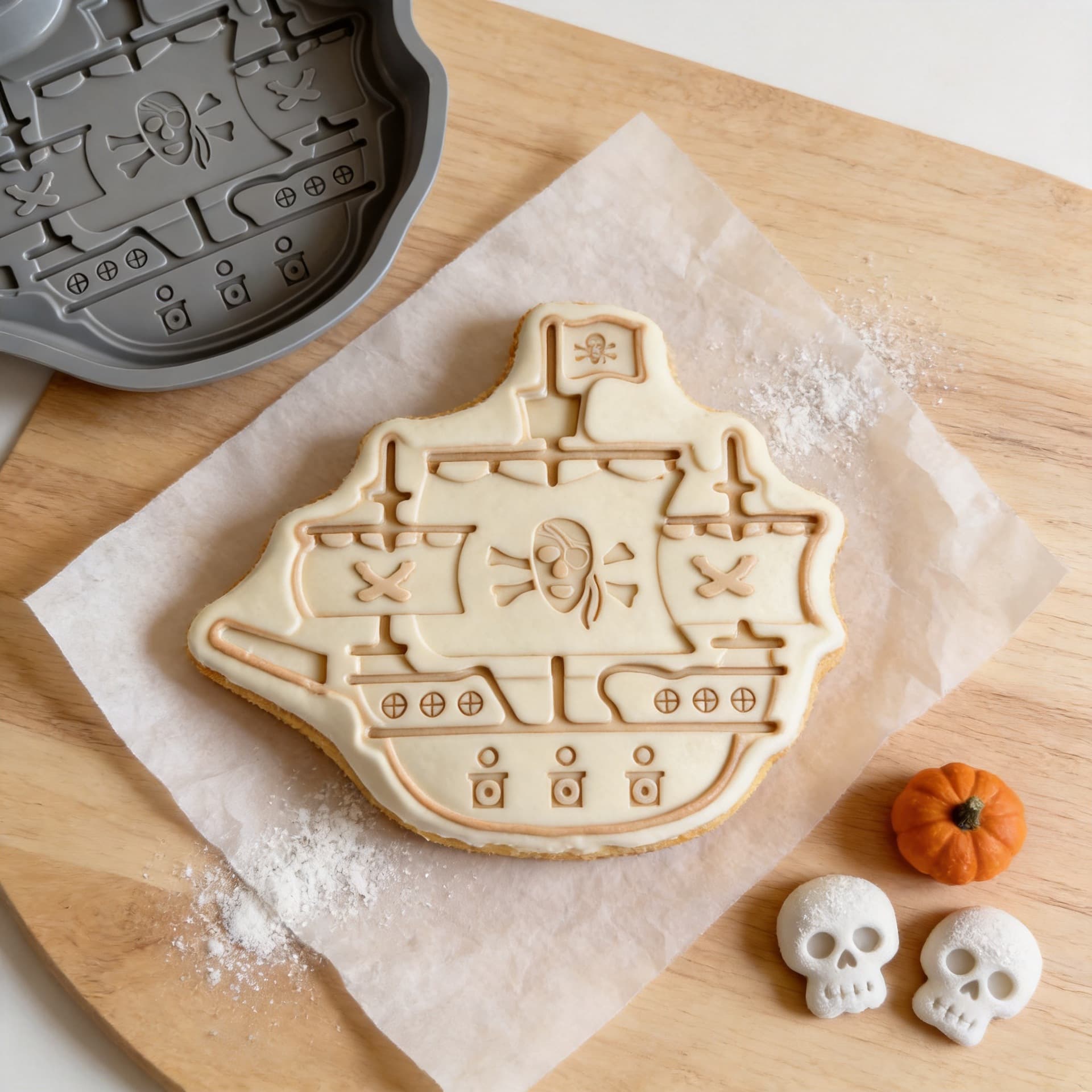 Pirate Ship Cake Mold Silicone Chiffon Mold for DIY Baking Oven Halloween Cake Mold