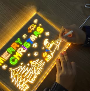 Children's Watercolor Pen with Transparent Drawing Board, Creative USB LED Light Fluorescent Board Night Light Acrylic Night Light