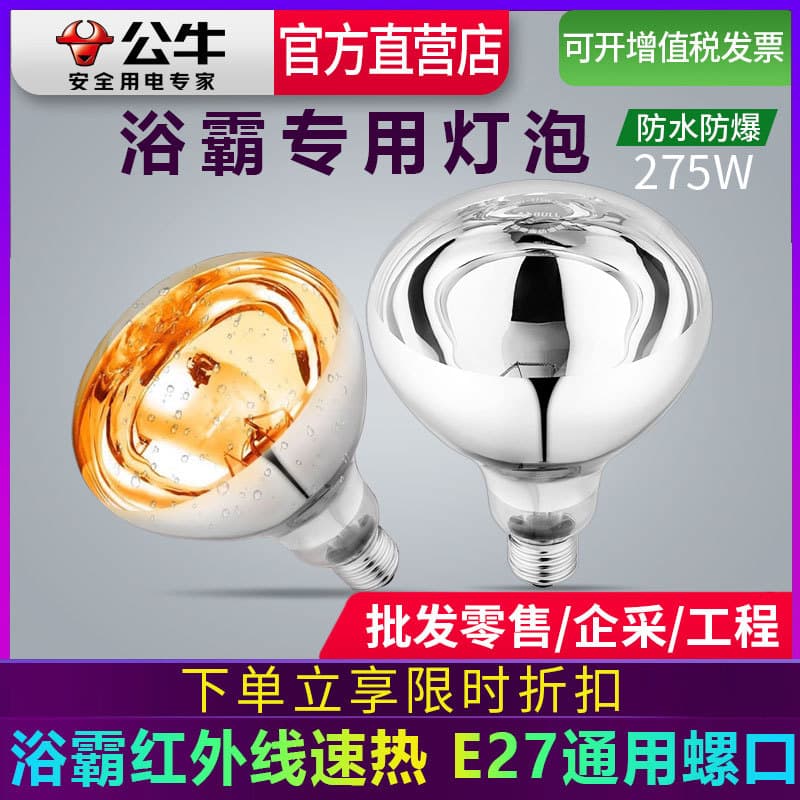 Bull Bath Heater Bulb for Home Bathroom, Brand-Specific 220V 275W Infrared Heating Bulb