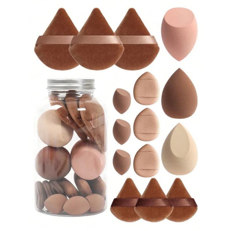 Cross-border 15-piece Drift Bottle Beauty Blender Set, Ultra-Soft Sponge Puff, Wet and Dry Dual-Use Makeup Sponge, Fine and Non-Absorbent