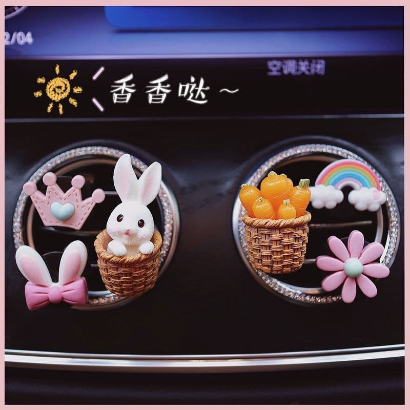 Cute Little Rabbit Car Perfume, Creative Air Freshener for Air Vent, Interior Decoration, Small Gift for Women