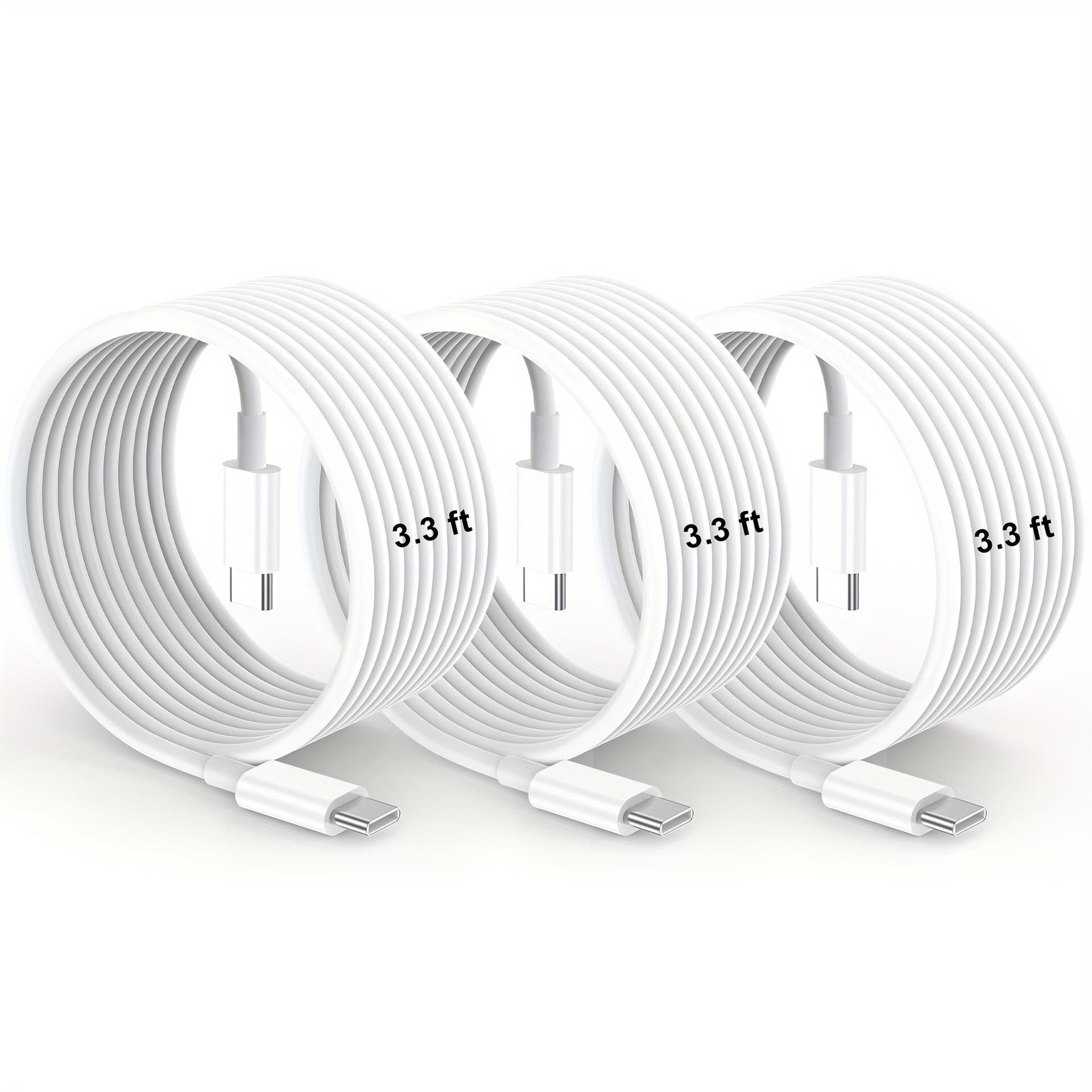 ②R 858 3pcs 3.3ft 60W USB-C to USB-C Cable Type-C to Type-C