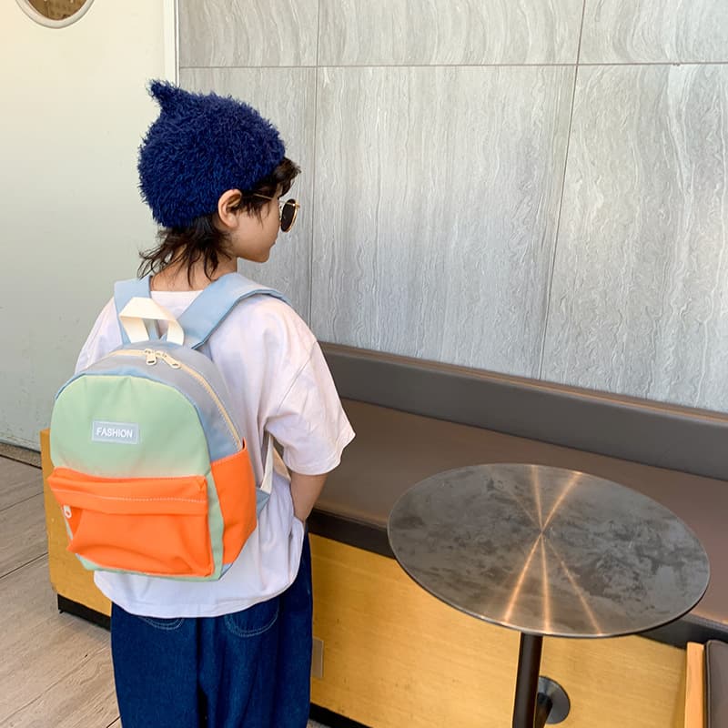 Casual Kids Backpack Korean Trendy Brand Kindergarten School Bag for Boys and Girls Interest Class Contrast Color Backpack