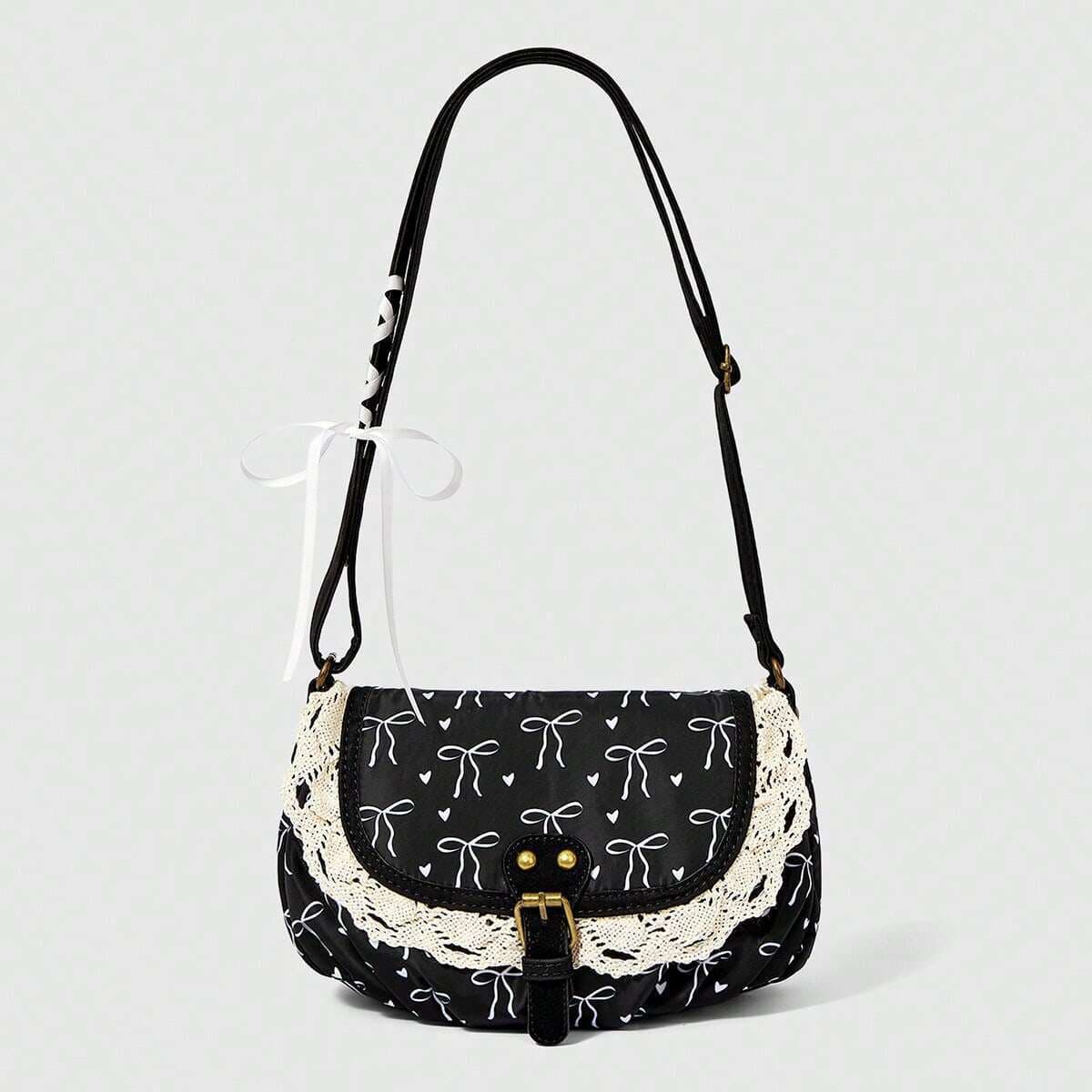 2026 New Korean Retro Polka Dot Vintage Bag Lace Dot Canvas Bag Shoulder Crossbody Bag for Women