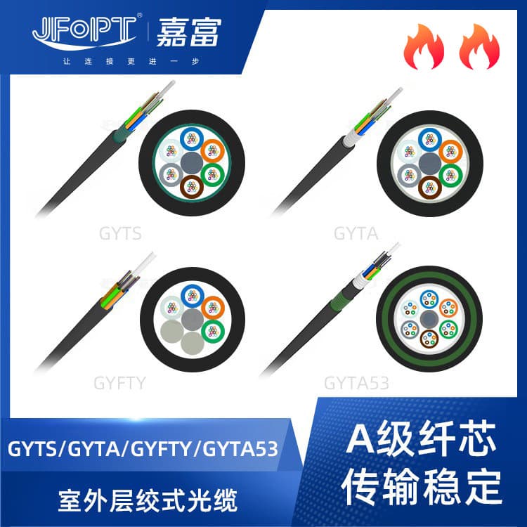 Factory Direct Sales Outdoor Twisted Optical Cable Gyts Armored Optical Cable Gyta Optical Cable Gytc8S Gyfty53