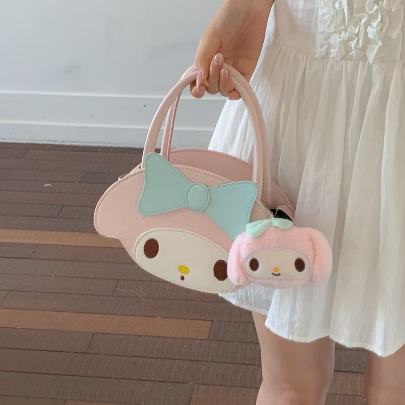Cute Cartoon Melody Handbag for Women 2026 New Style Pink Bow Women's Bag Versatile Shoulder Crossbody Bag