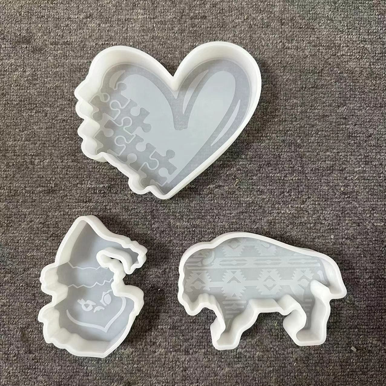 Puzzle Heart Car Candle Silicone Mold Bull Gypsum Scented Candle Mold