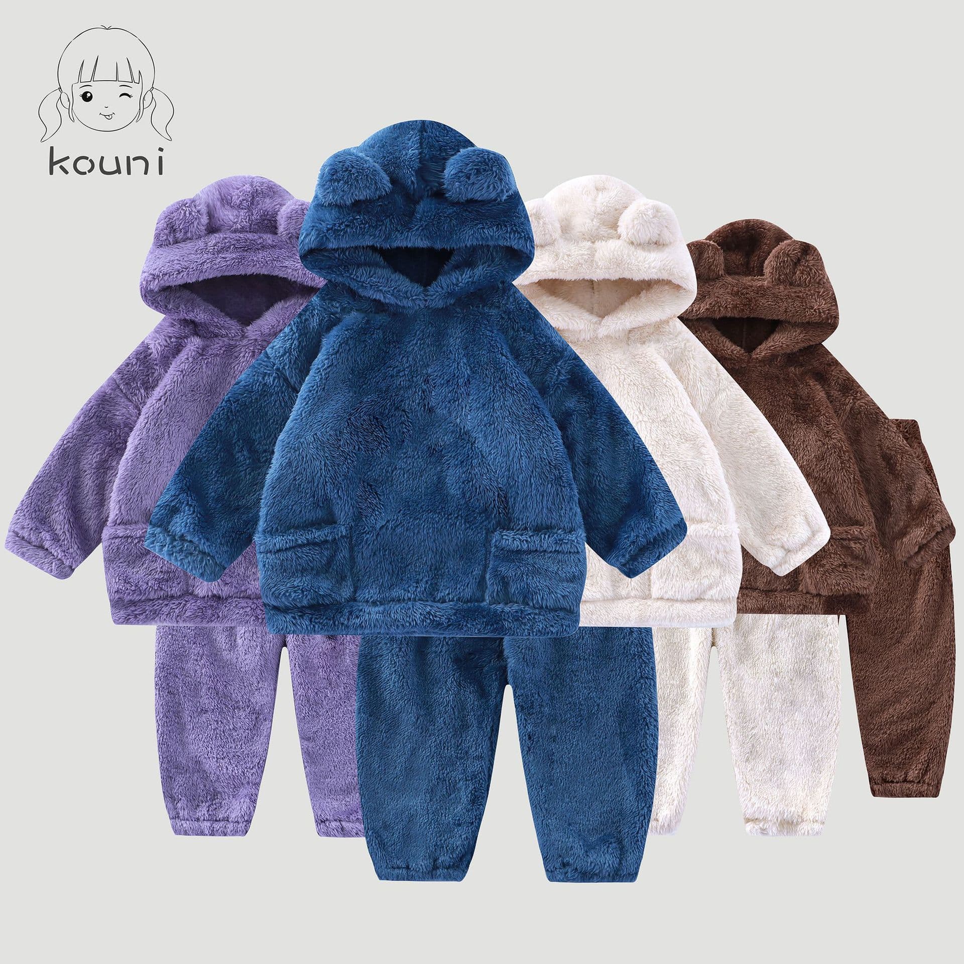 Children's pajamas new baby plush suit baby high-end home clothes fashionable and cute outer wear warm suit