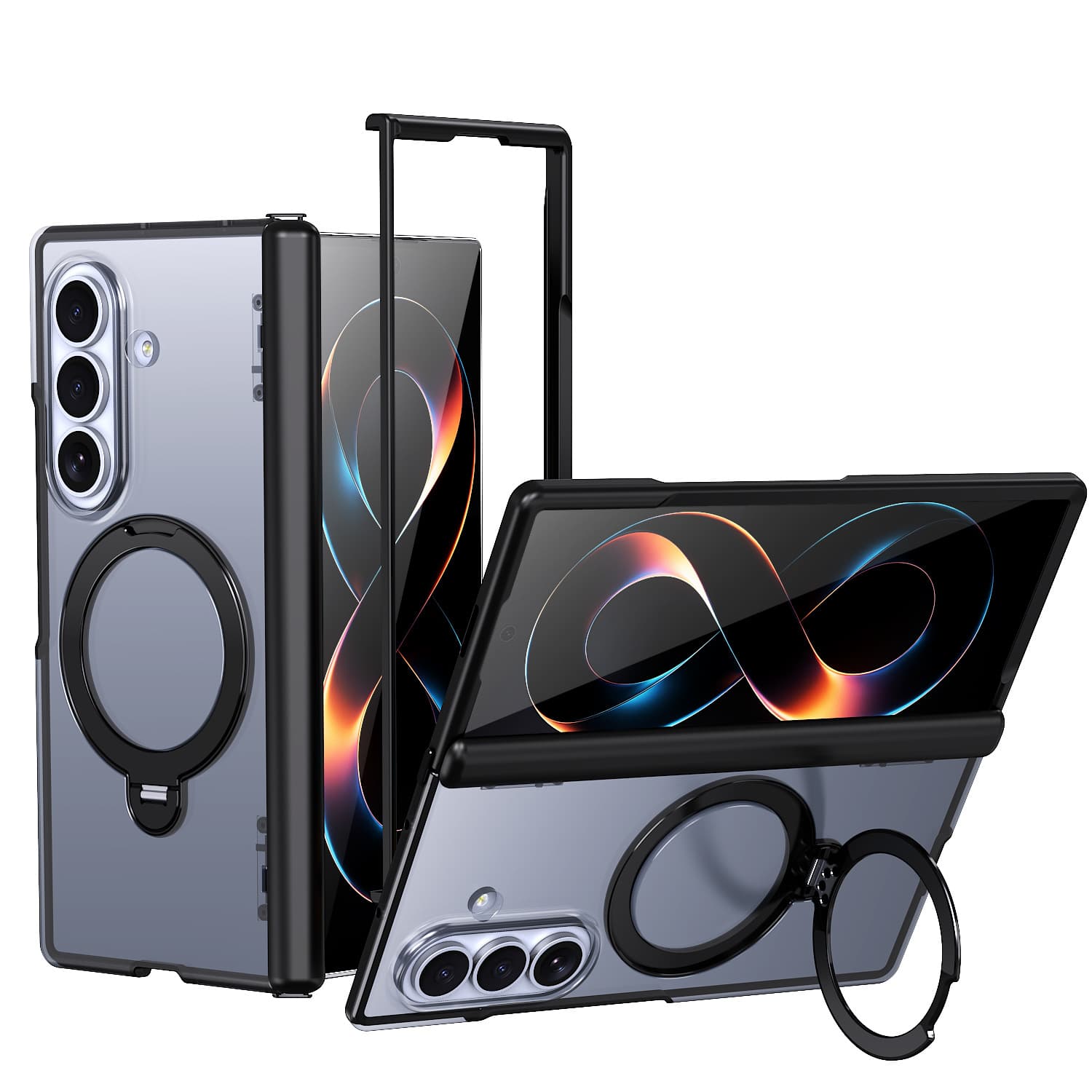 Compatible with Samsung Z Fold 8 Ultra Foldable Phone Case 360-Degree Pivot Magnetic Stand Z Flip 7 Skin-Feel Protective Cover