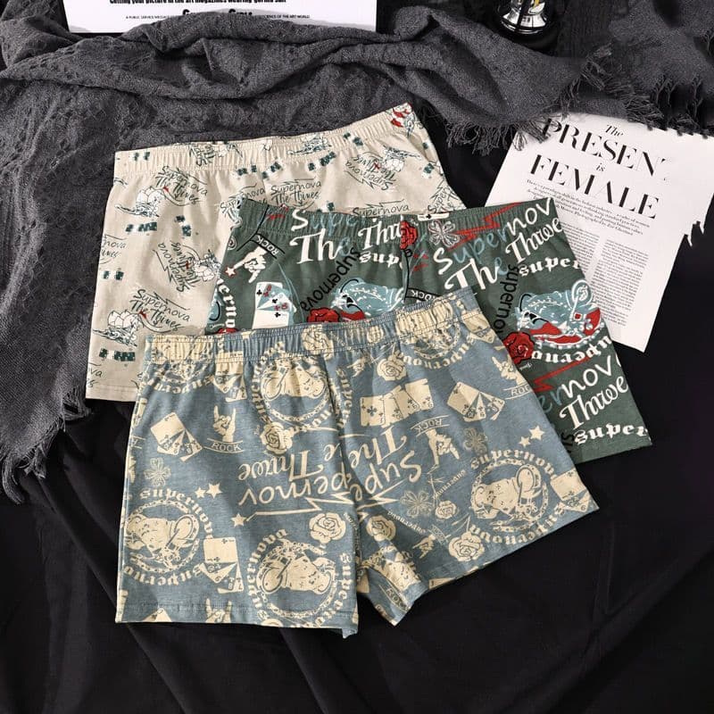 New men's loose-fitting plus-size boxer briefs, comfortable, sporty, youthful, cropped shorts, trendy boxer briefs.