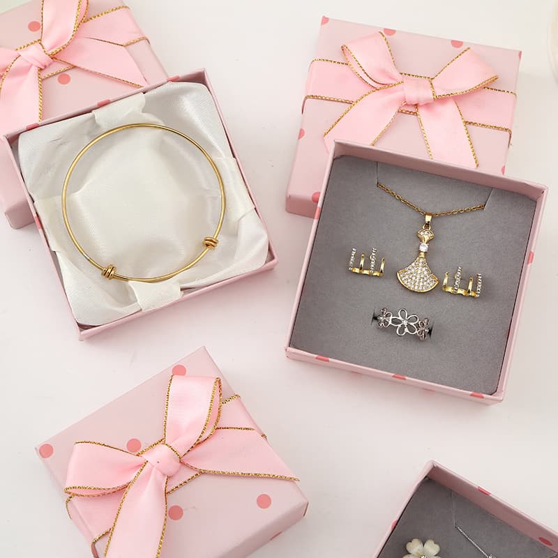 Pink Polka Dot Butterfly Knot Jewelry Box Bracelet Necklace Accessory Box Gift Packaging Box TianDi Cover Luxury Paper Box