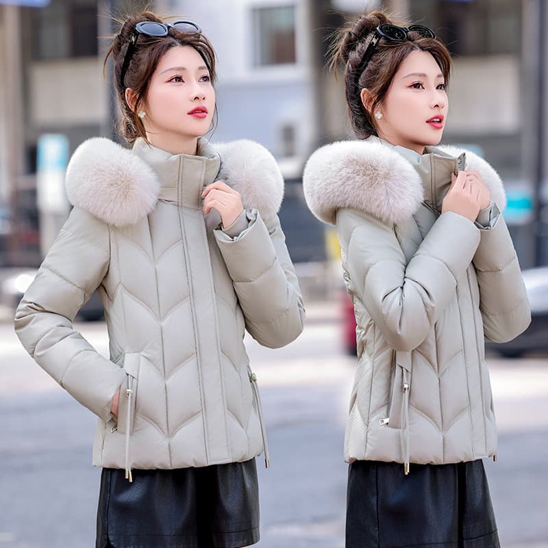 Winter New Cotton Coat Women Korean Slim Fit Short Cotton Padded Jacket with Fur Collar Warm Cotton Coat Outerwear