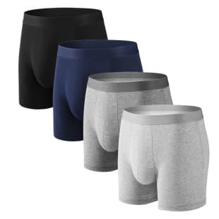 Amazon Cross-Border Men's Boxer Briefs, Solid Color Cotton, Breathable, Long-Leg Style, Export