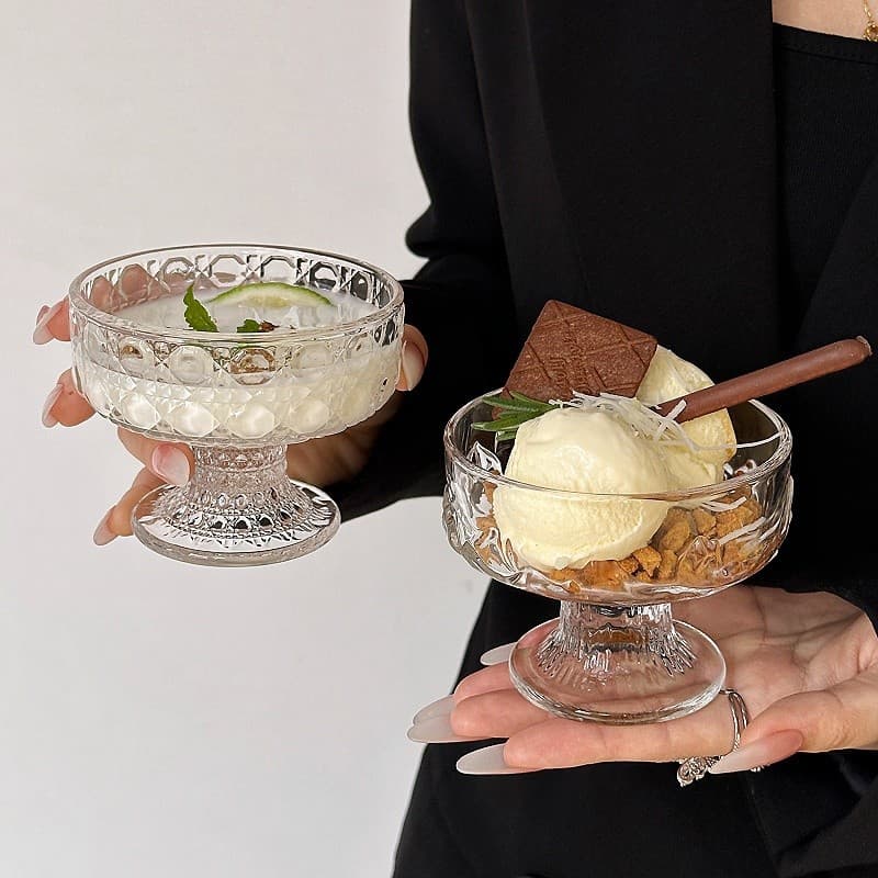 Ice cream dessert cup tall glass bowl household high-value ice cream yogurt pudding ice ball milkshake mousse cup