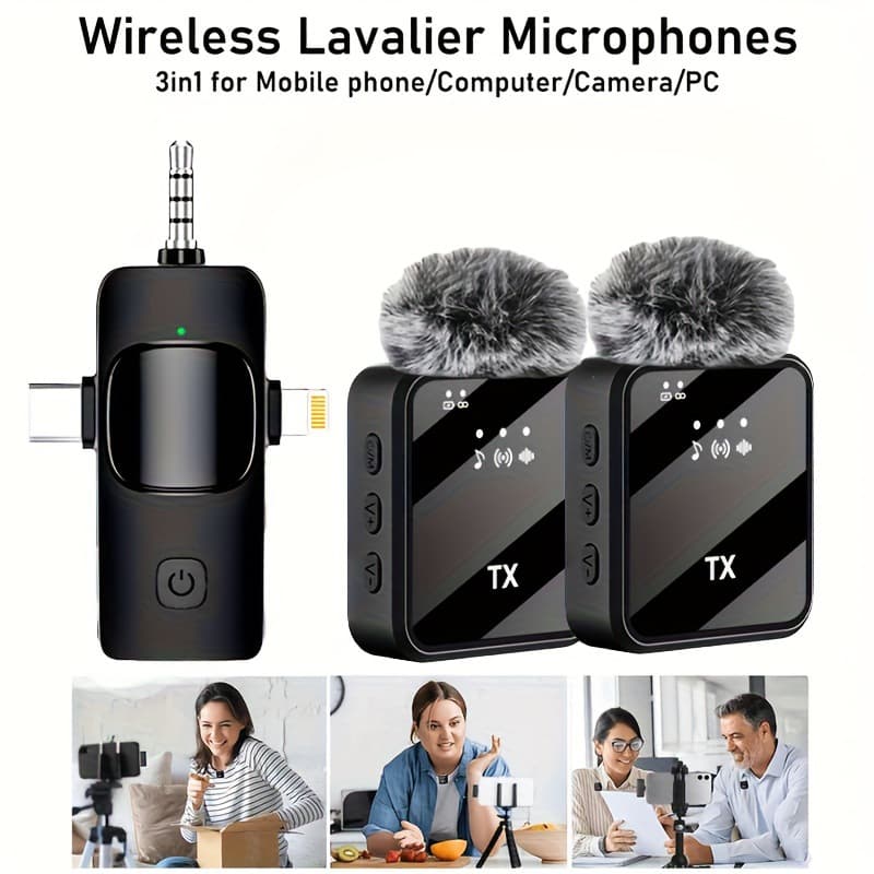 Cross-border F11 Smart Noise Canceling Lavalier Microphone 3-in-1 for TikTok Live Streaming Recording