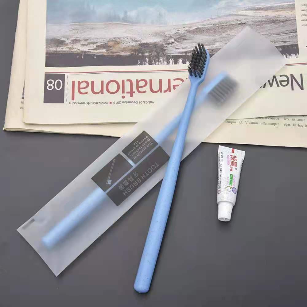 Bamboo Charcoal Soft-Bristle Disposable Toothbrush Set for Home and Hotel Use