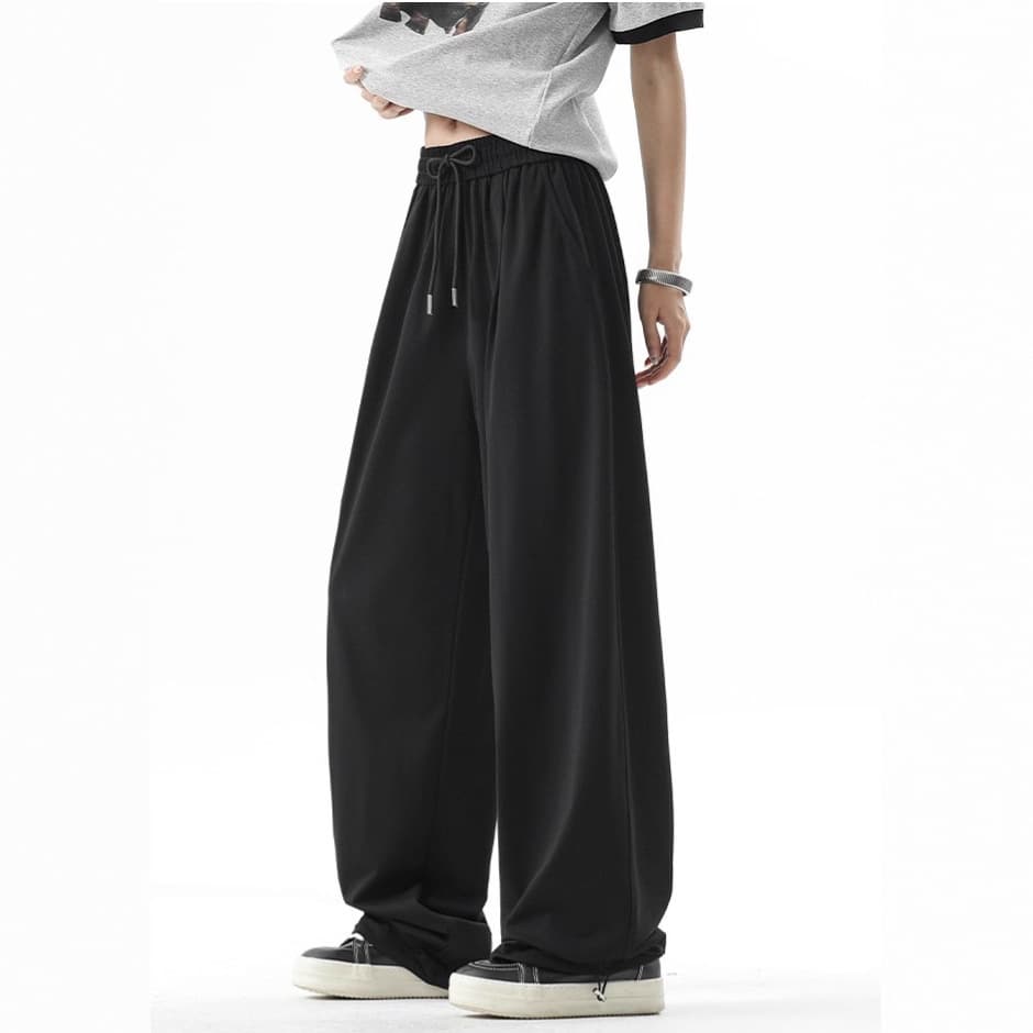Men's Ice Silk Pants Summer Breathable Casual Pants Drape Wide Leg Straight Pants Thin Men's Loose New Sports Pants