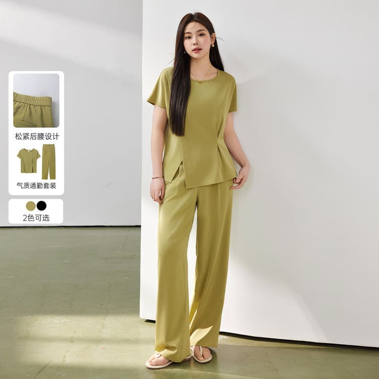 Xianlixiu Plus Size Women's Set High-End Chic Versatile Loose Fit Flattering Two-Piece Outfit for Plus Size Ladies 2024 Summer New Arrival
