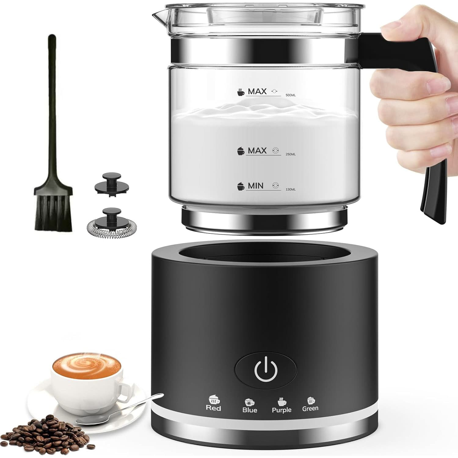 Cross-border best-selling 4-in-1 fully automatic milk frother/coffee maker with hot milk, home use, electric hot and cold milk frother