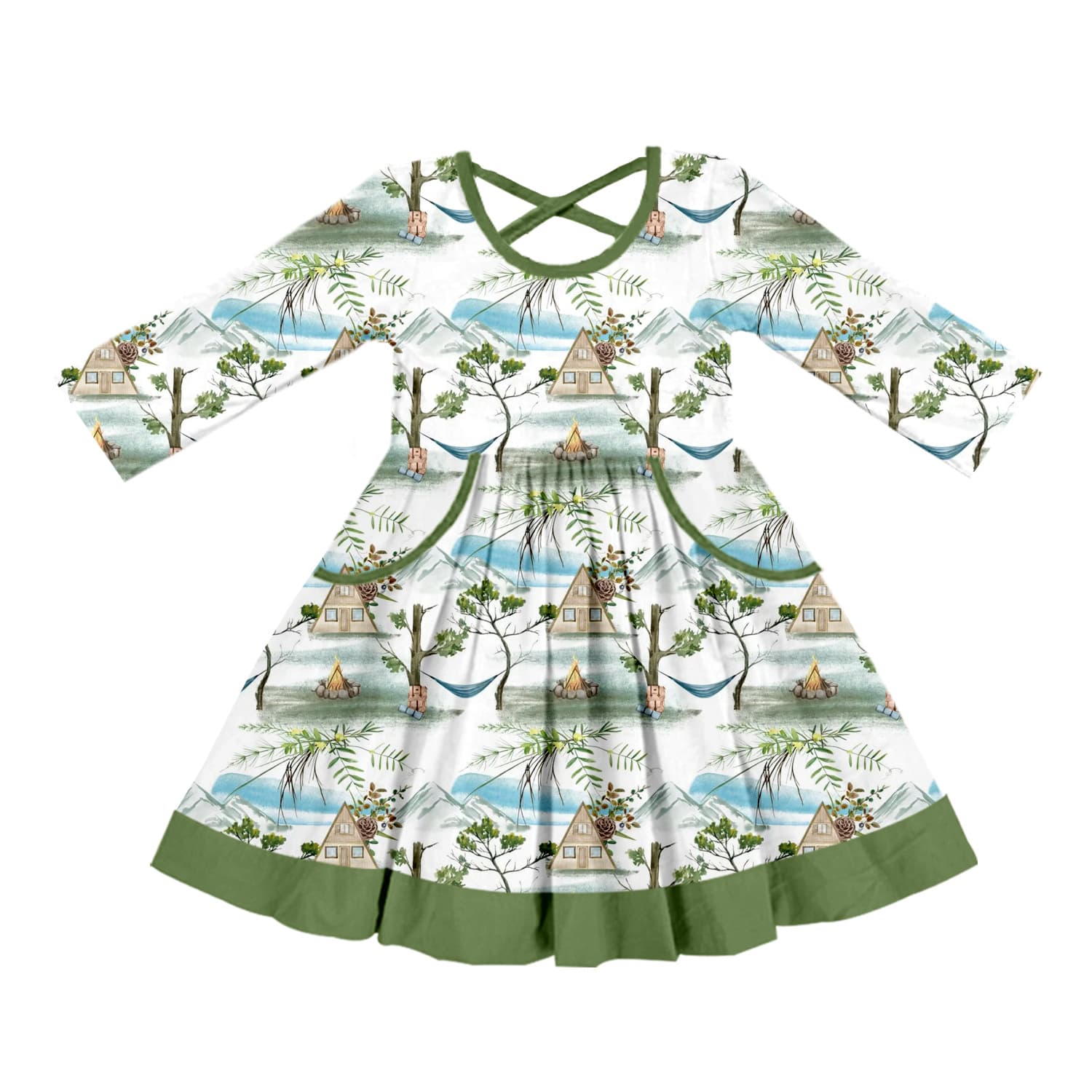 Premium foreign trade children's wear print creative custom autumn dress