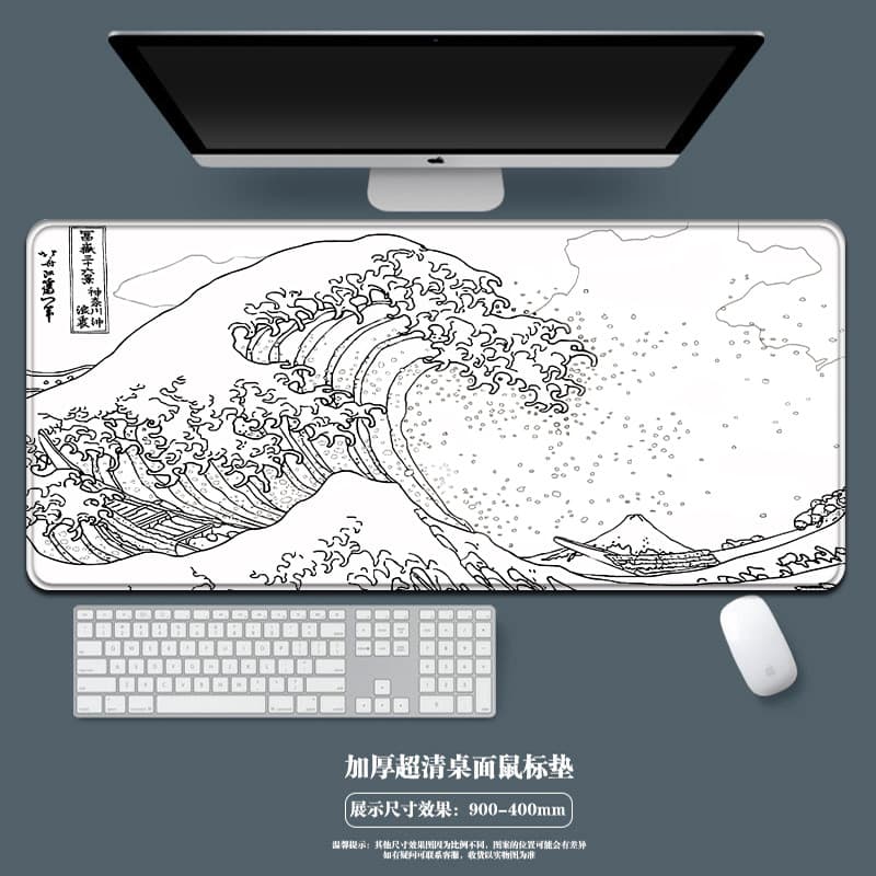 Temu Abstract Wave Keyboard Pad Gaming Office Large Non-Slip Mouse Pad Bulk