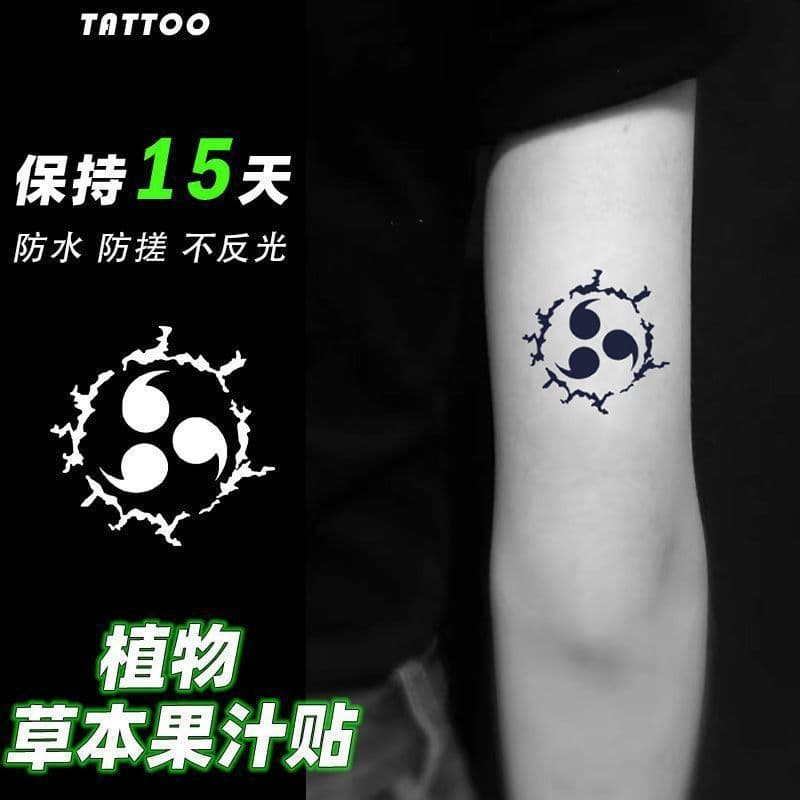 Naruto Sasuke Mark Herbal Juice Tattoo Sticker Cartoon Waterproof Decal Anti-Smudge Fake Tattoo