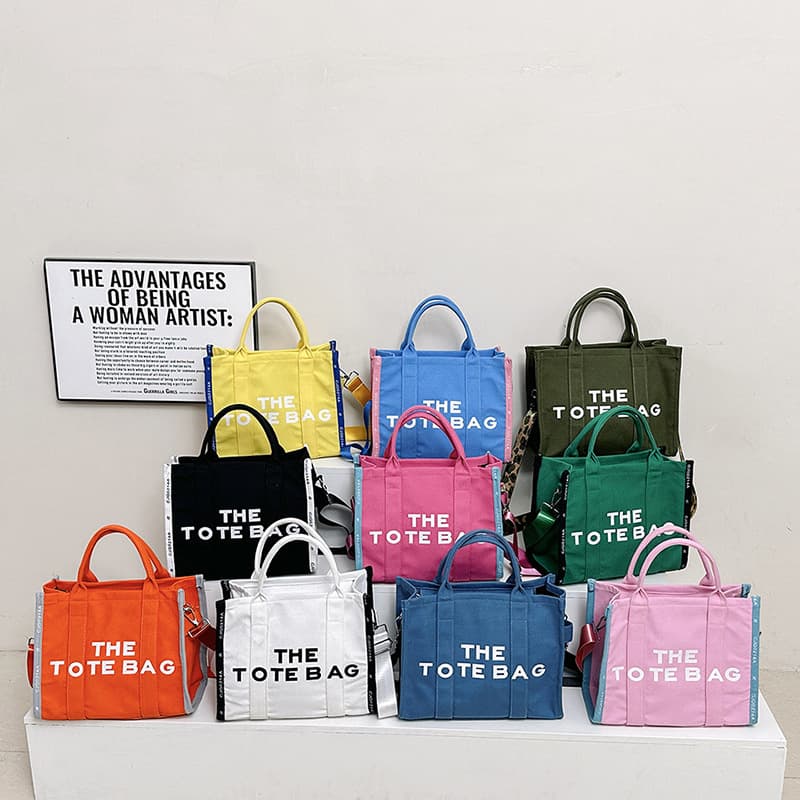 Fashionable Canvas Tote Bag 2024 Letter Handbag Single Shoulder Crossbody Bag for Women Stylish Large Capacity Soft Zipper Closure