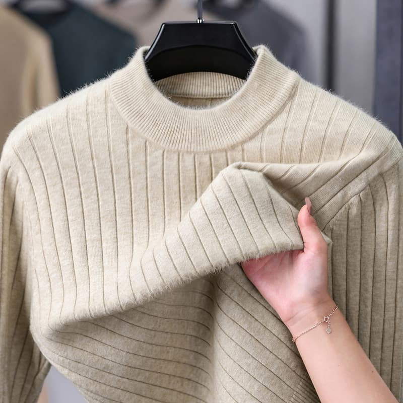 Cross Border Half Turtleneck Sweater Men Autumn Winter New Style Jacquard Ribbed Casual Pullover Knitwear Inner Layer Base Layer Top