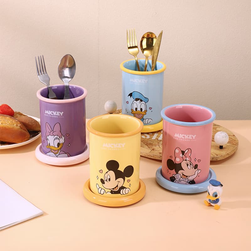 Disney co-branded Mickey ceramic Shunxing chopstick tube, cute girly practical ceramic chopstick container storage box