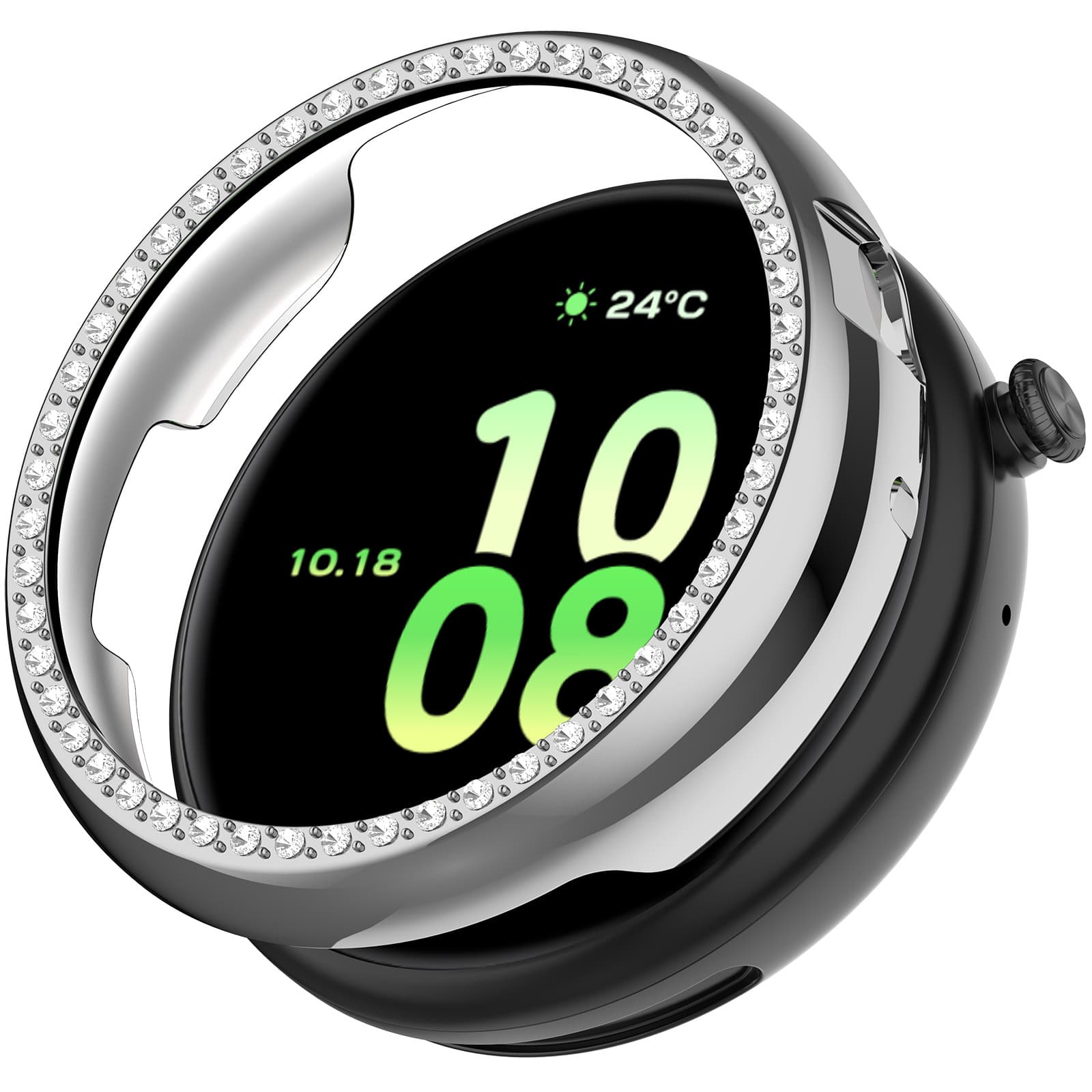 Compatible with Honor Watch Fit Protective Case with Tempered Glass Film, All-in-One IVY-B39 Hollow Rhinestone Watch Fit, Elegant and Refined