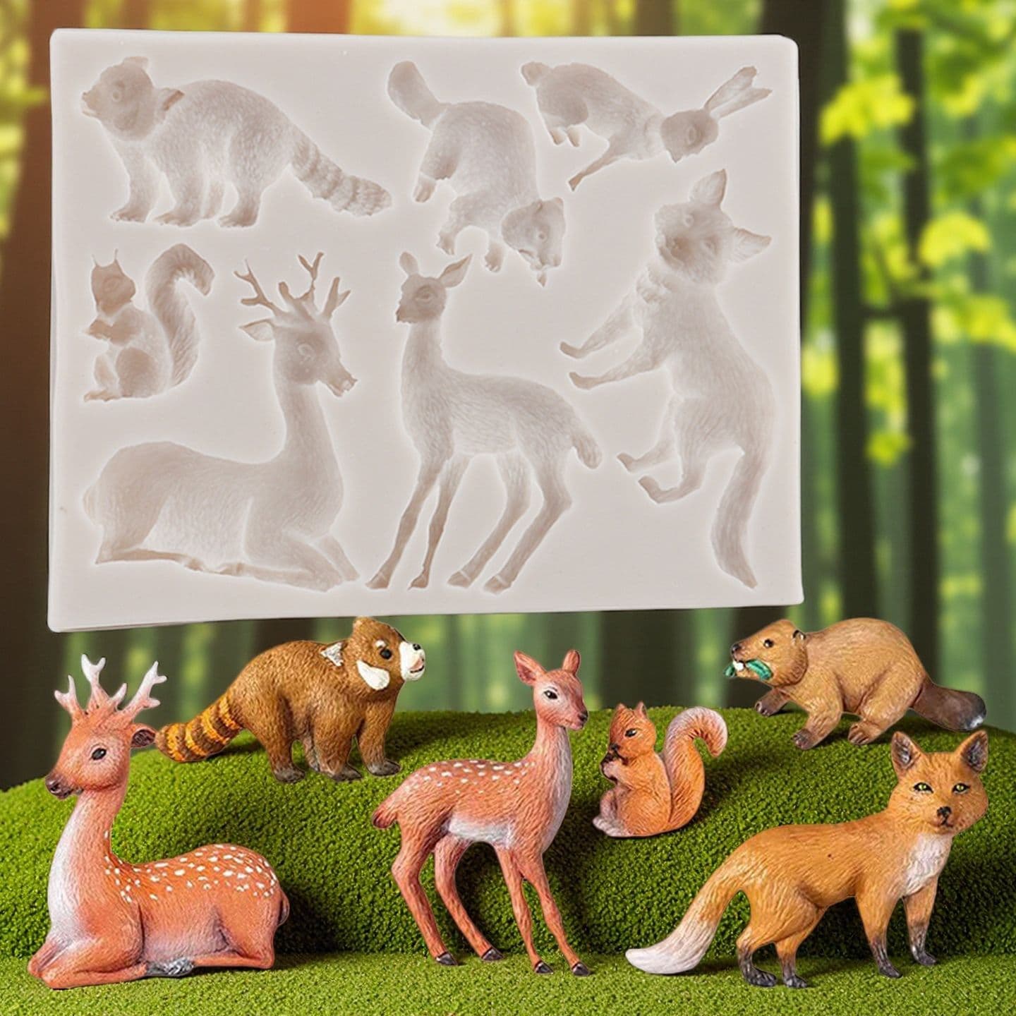 Animal Shaped Silicone Mold Cake Decoration DIY Baking Rabbit Fox Sika Deer Fondant Silicone Mold