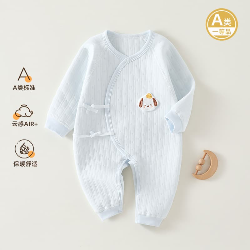Baby Romper Class A Newborn Clothing Spring Autumn Baby Three-Layer Thermal Romper Crawling Suit Anyang Baby Kids Wear