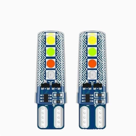 Cross-border car LED silicone T10 crystal lamp 4 colors running water flashing 2835 8SMD driving width light license plate light