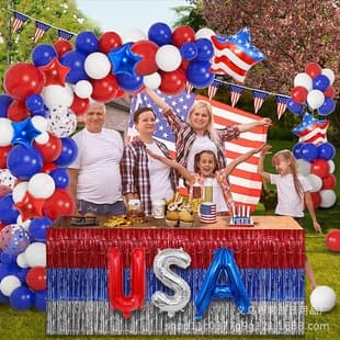 Cross-border Hot Selling US Independence Day Balloon Chain Set Red White Blue Balloon Garland Kit