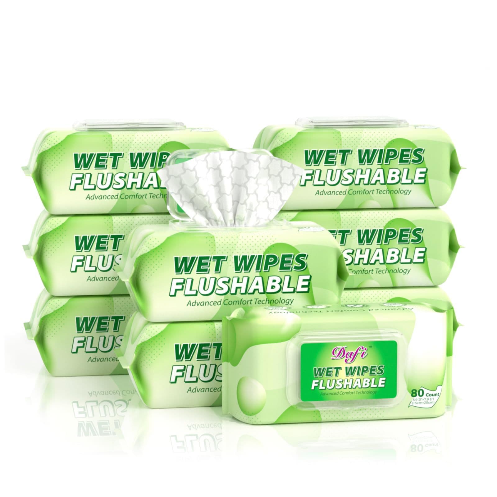 DAFI Flushable Wipes for Adult Wet Wipes 80 Count Unscented