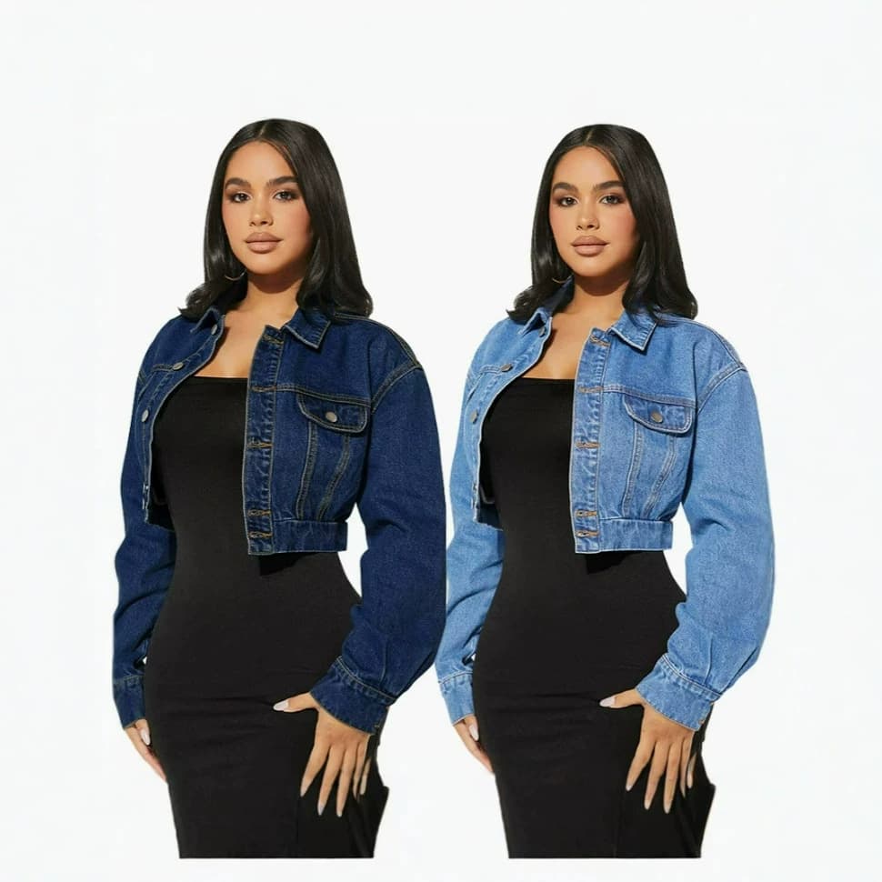 Cross-border Women's New Denim Button Cardigan Long Sleeve Short Denim Jacket